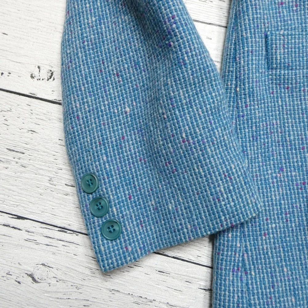 Vintage‎ Pendleton Blazer Womens Medium Blue Wool Tweed Speckled Jacket USA
